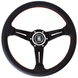 3 ramenný športový volant Nardi Deep Corn, 330mm, koža, 50mm odsadenie, čierna
