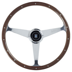 3 ramenný športový volant Nardi Anni 50, 380mm, drevo, 45mm odsadenie, hnedá/chrómová