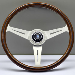3 ramenný športový volant Nardi Classic ND36, 360mm, drevo, veľký náboj, 40mm odsadenie, hnedá/strieborná