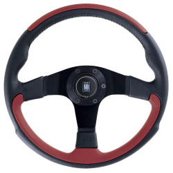 3 ramenný športový volant Nardi Leader, 350mm, koža, bez odsadenia, čierna/červená