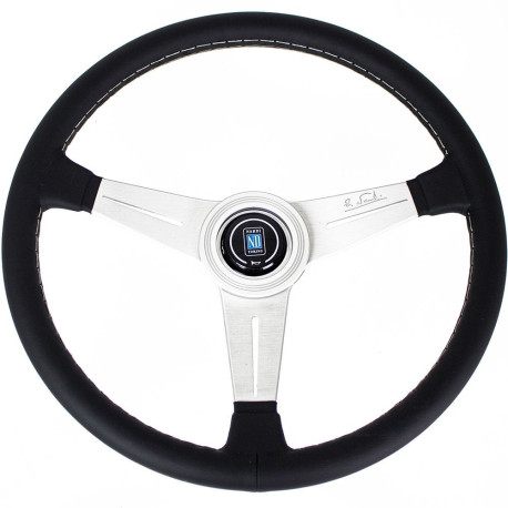 Volanty 3 ramenný športový volant Nardi Classic ND39, 390mm, koža, 30mm odsadenie, čierna/strieborná | race-shop.sk