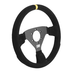 3 ramenný športový volant OMP ALU RALLY, 320mm, semiš, bez odsadenia, čierna/žltá