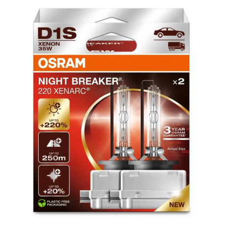 Žiarovky a xenónové výbojky Osram xenónové výbojky XENARC NIGHT BREAKER LASER 220 D1S (2ks) | race-shop.sk