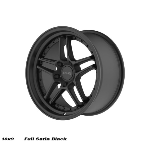 ALU disky STROM STROM DS-05 wheel 18x9 5x120 72.6 ET30, Full Satin Black w/ Black Rivets | race-shop.sk