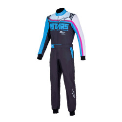 CIK-FIA kartingová kombinéza ALPINESTARS KMX-9 V3 Graphic 2, čierna/modrá/fuchsiová