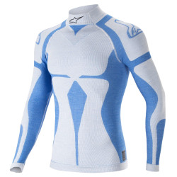 FIA nehorľavý nátelník s dlhým rukávom ALPINESTARS ZX EVO V2, biela/modrá