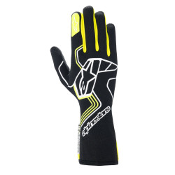 FIA pretekárske rukavice Alpinestars Tech-1 Race V4 (vonkajšie šitie), čierna/fluo žltá