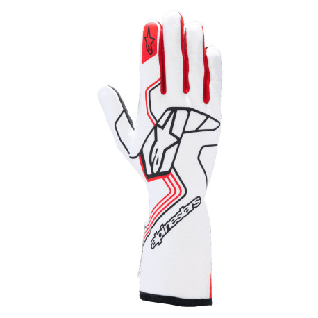 Rukavice Rukavice Alpinestars Tech-1 Race V4 s FIA, Biela/červená | race-shop.sk