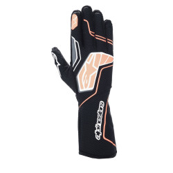 FIA kartingové rukavice Alpinestars Tech-1 KX V4 (vonkajšie šitie), čierna/fluo oranžová