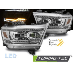 PLNE LED HLAVNÉ SVIETIDLA CHRÓMOVÉ pre DODGE RAM 19-22