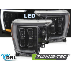 ČIERNE LED HLAVNÉ SVETLÁ s DRL na FORD F150 MK14 20-23