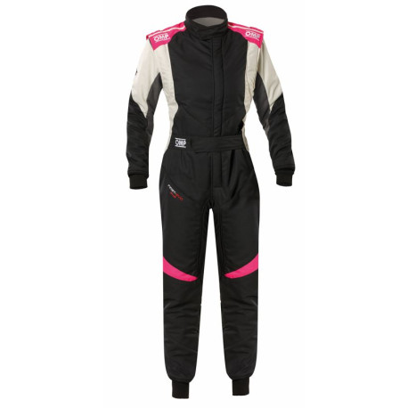 Akcie FIA pretekárska kombinéza OMP FIRST EVO ELLE my2025, námornícka modrá/čierna/fuchsiová | race-shop.sk