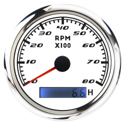 Budík RACES Marine BIELY - Prídavný tachometer (0-8000RPM)