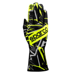Kartingové rukavice Sparco K-ROOKIE (vnútorné šitie), čierna/fluo žltá