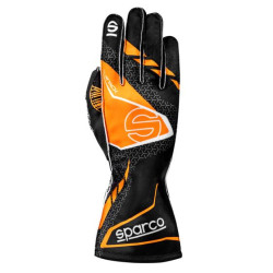 Kartingové rukavice Sparco K-ATTACK 2025 (vonkajšie šitie), čierna/fluo oranžová