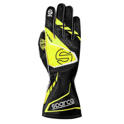 Kartingové rukavice Sparco K-ATTACK 2025 (vonkajšie šitie), čierna/fluo žltá