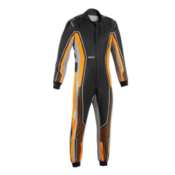 Detská kombinéza SPARCO SUPERLEGGERA-K s FIA, čierna/fluo oranžová