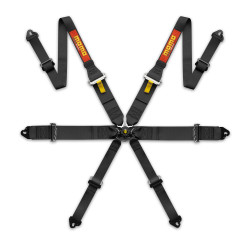 FIA 6 bodové športové bezpečnostné pásy MOMO PRO DRIVER FHR 2"/3" (50/76mm), čierna