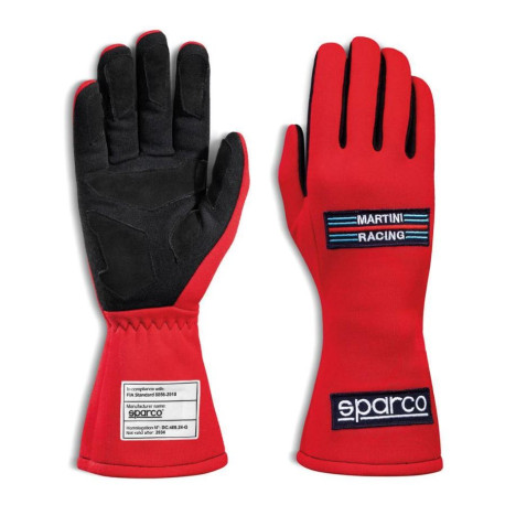 Rukavice Rukavice Sparco MARTINI RACING LAND 2025 s FIA, červená | race-shop.sk