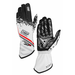 Závodné rukavice OMP KS-2 ART my2025 (vonkajšie šitie) biela/čierna/červená