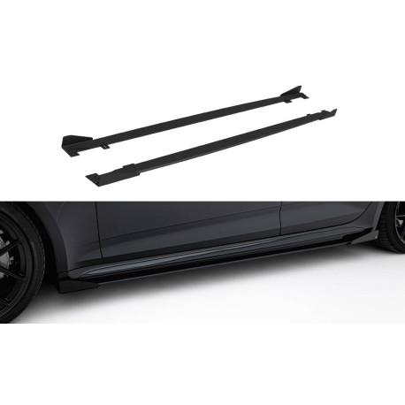 Body kit a vizuálne doplnky Bočné difúzory prahov Audi RS5 Sportback F5 (Čierna + lesklé klapky) | race-shop.sk