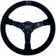 Bazár 3 ramenný športový volant RACES MOTORSPORT, 350mm, semiš, 65mm odsadenie POŠKODENÉ | race-shop.sk