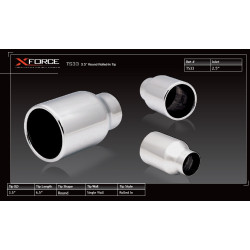 XFORCE 2.5″ vstup, 3.5″ okrúhla zakončená koncovka, nerezová oceľ