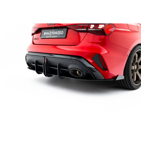 Body kit a vizuálne doplnky Street Pro zadný difúzor s aerodynamickými prvkami Audi RS3 Sedan 8Y Facelift (čierne + lesklé prvky) | race-shop.sk