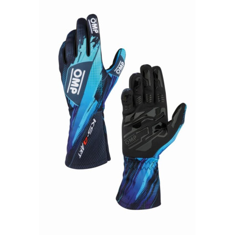 Rukavice Závodné rukavice OMP KS-4 ART my2026 (vnútorné švy), čierna / azúrová | race-shop.sk