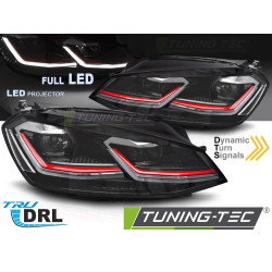 Full LED predné svetlá ČERVENÁ LÍNIA DRL pre VW GOLF 7 11.12-17