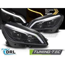 Predné svetlá LED Glossy Black SEQ DRL pre MERCEDES W204 11-14