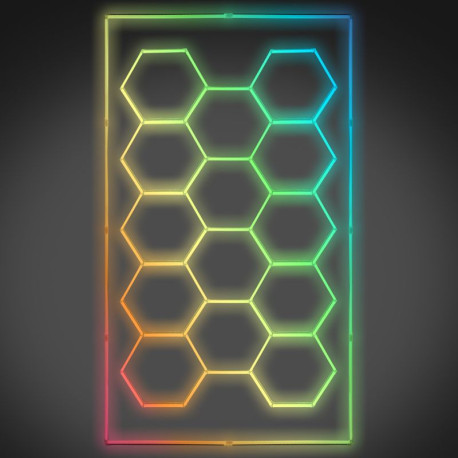 Svietidlá 14-dielne LED RGB šesťuholníkové osvetlenie v dizajne včelieho plástu do garáže | race-shop.sk