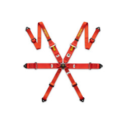 FIA 6 bodové športové bezpečnostné pásy MOMO PRO DRIVER FHR 2"/3" (50/76mm), červená