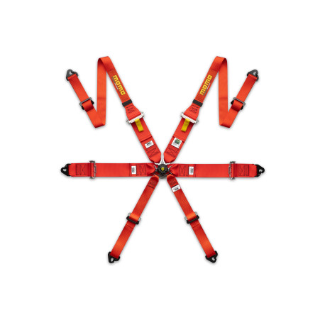 Bezpečnostné pásy a príslušenstvo MOMO PRO DRIVER FIA 6P 2”/3” FHR bezpečnostné pásy, červené | race-shop.sk