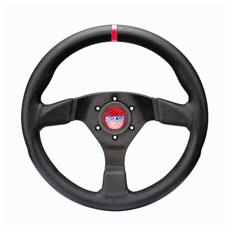 Volanty 3 ramenný športový volant Sparco R383 CHAMPION, 330mm, koža, 39mm odsadenie, čierna | race-shop.sk