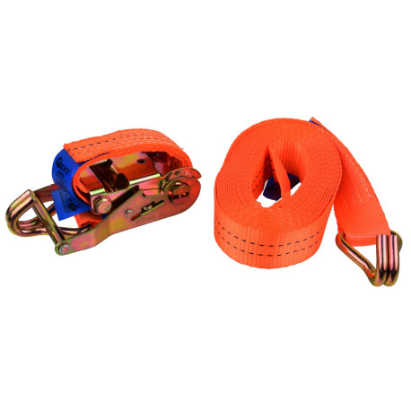 Upínacie popruhy, gurtne Upevňovací popruh s račňou a J-hákmi 10m/5T/50mm | race-shop.sk