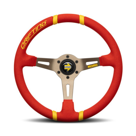 Volanty 3 spokes steering wheel MOMO DRIFTING 350mm, red microfibre | race-shop.sk