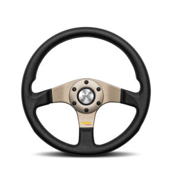 3 ramenný športový volant MOMO TUNER, 350mm, koža, 40mm odsadenie, čierna/sivá