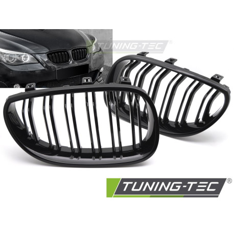 Body kit a vizuálne doplnky Mriežka Sport pre BMW E60 / E61 03-10 (Lesklá čierna dvojitá lišta) | race-shop.sk