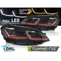 Predné svetlá FULL LED pre VW GOLF VII 13-17 (červené SEQ DRL)