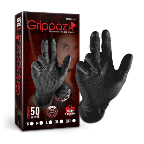 Rukavice Grippaz 246A Protišmykové nitrilové rukavice čierne veľkosť XXL/11 - 50ks | race-shop.sk