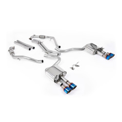 Milltek Cat-back exhaust (louder) quad burnt/blue titanium tips for Audi S5 3.0 V6 Turbo Sportback (B9) 2017+