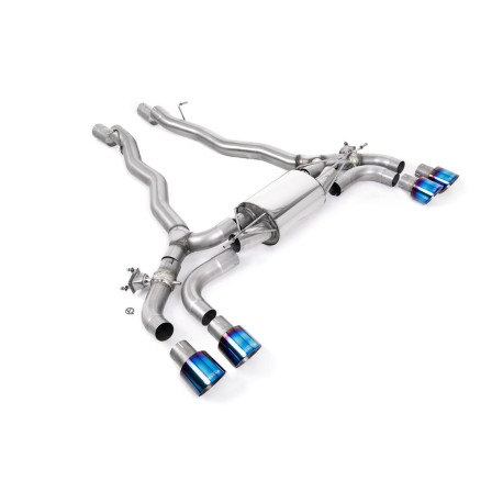 Výfukové systémy Milltek Milltek GPF-back exhaust for BMW M5 (F90) 4.4l Twin Turbo LCI (GPF) 2021+ - Quad burnt/blue titanium tips | race-shop.sk