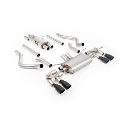 Milltek GPF-back exhaust resonated valved quad Cerakote black tips for Land Rover Defender 130 V8 (GPF, Trims) 2023+