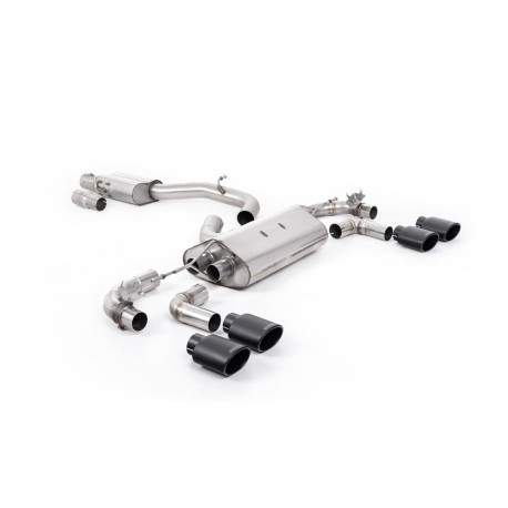 Výfukové systémy Milltek Milltek Cat-back exhaust resonated valved for Volkswagen Golf Mk7.5 R 2.0 TSI 300PS (GPF) 2019-2022 - Cerakote black tips | race-shop.sk