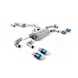 Milltek Cat-back exhaust resonated valved for Volkswagen Golf Mk7.5 R 310PS (non-GPF) 2017-2021 - Quad burnt titanium tips