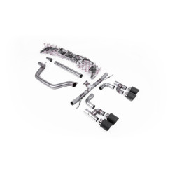Milltek GPF-back exhaust (loudest) carbon tips for Volkswagen Golf Mk8 GTi (GPF, 245ps, Tips Golf R Style Quad) 2020-2024