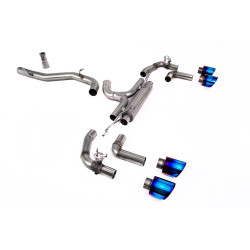 Milltek Cat-back exhaust (loudest) for Volkswagen Golf Mk8 R 2.0 TSI 320PS (non-GPF) 2022-2024 - Burnt/blue titanium tips