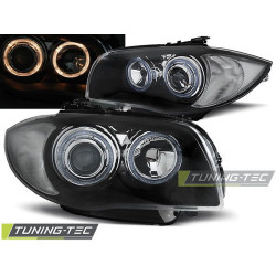 TUNING-TEC predné svetlá (Angel Eyes) pre BMW 1 E87/E81/82/88 04-11 (H7), čierna, V2