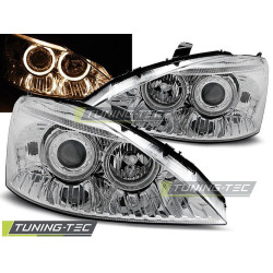 TUNING-TEC predné svetlá (Angel Eyes) pre FORD FOCUS 11.01-10.04 (H7), chróm